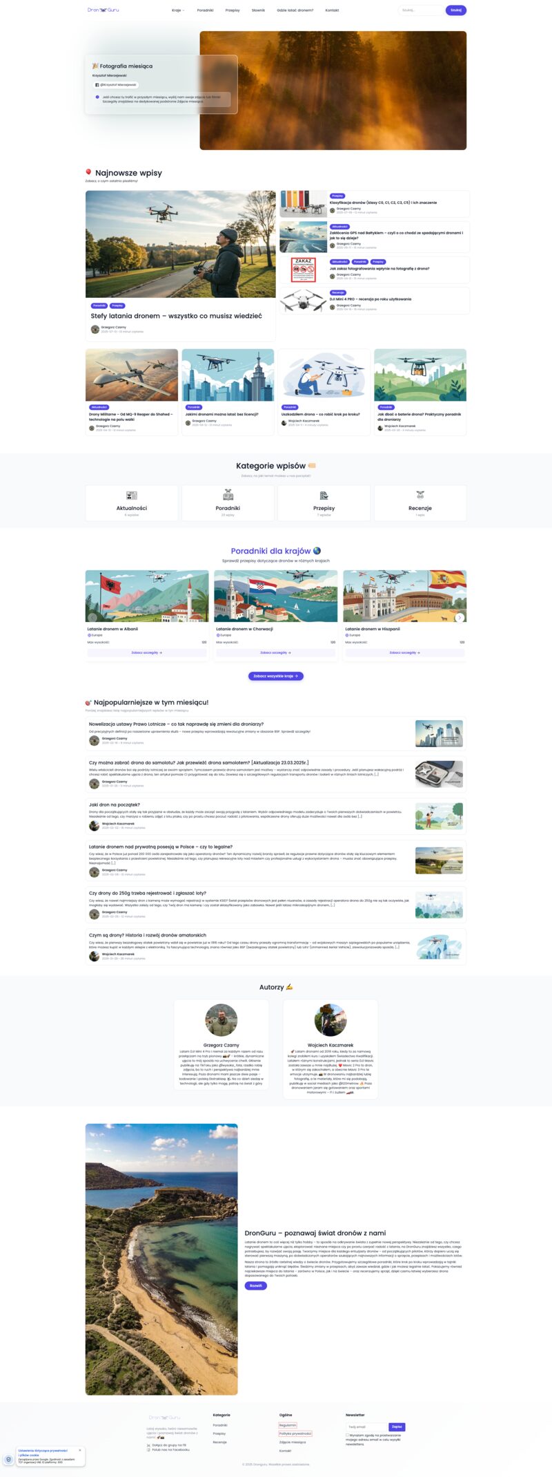Portal informacyjny Dronguru o dronach i technologii